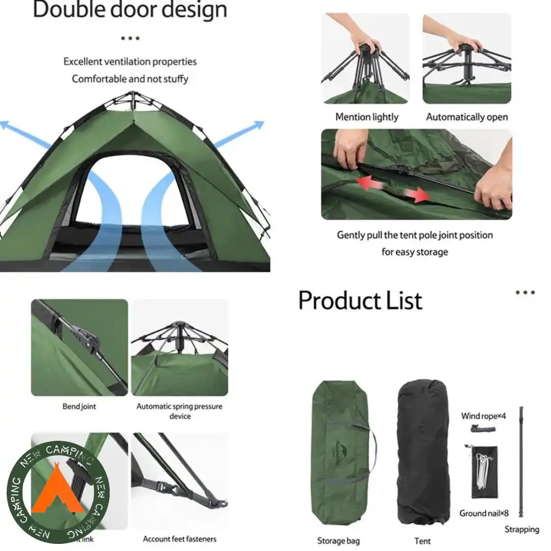 چادر اتومات 3نفره Naturehike مدل NH21ZP008 - Image 4