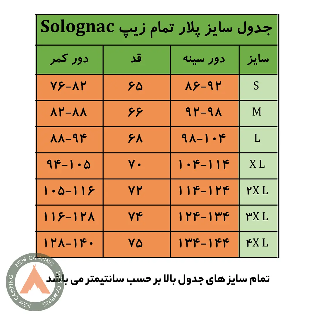 پلار تمام زیپ مردانه SOLOGNAC مدل FLEECE 500 - Image 14
